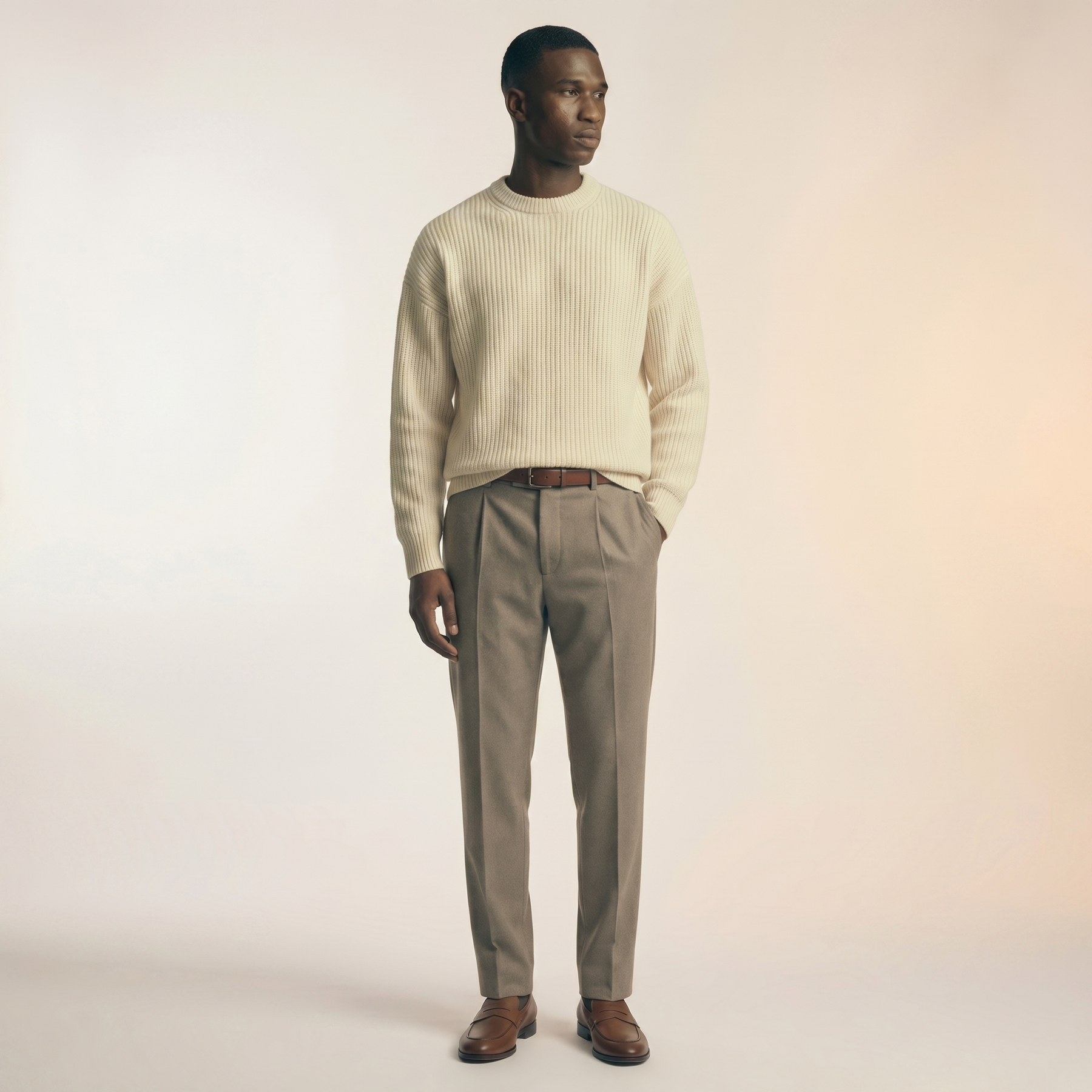 Cream Cashmere Knit Sweater
