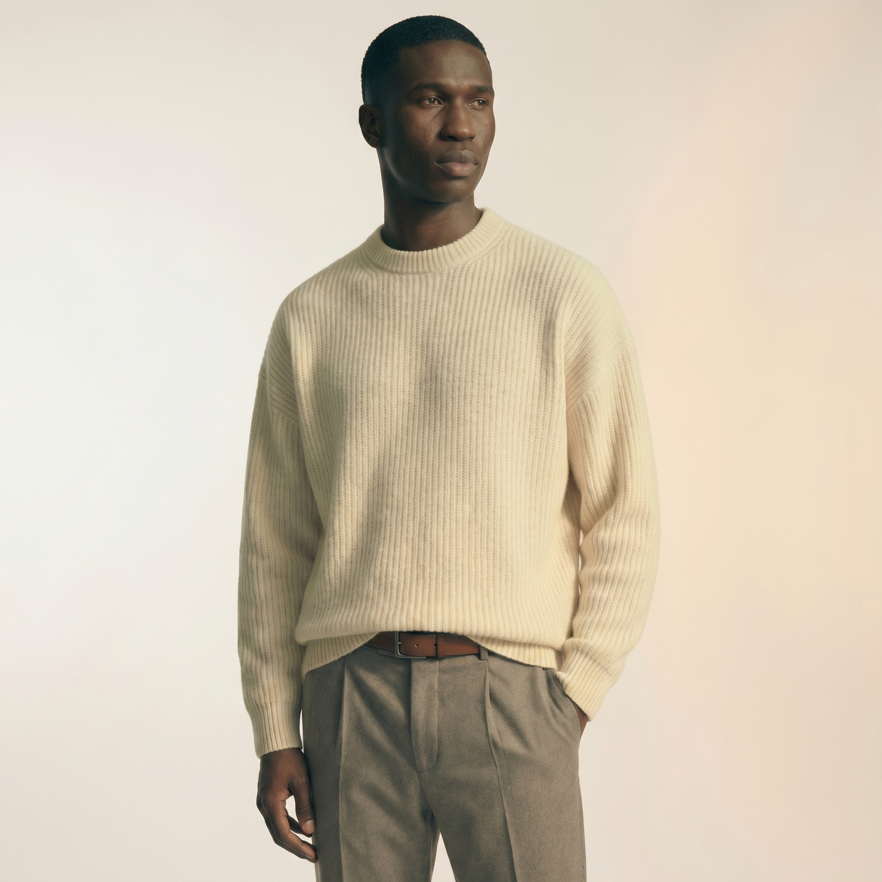 Cream Cashmere Knit Sweater